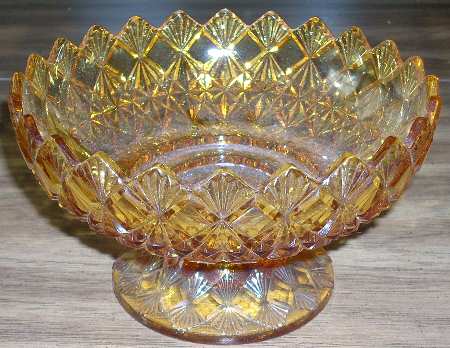 Fine Cut and Block Amber 6" Candle Bowl