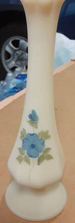 Blue Dogwood on Cameo Satin 8" Bud Vase