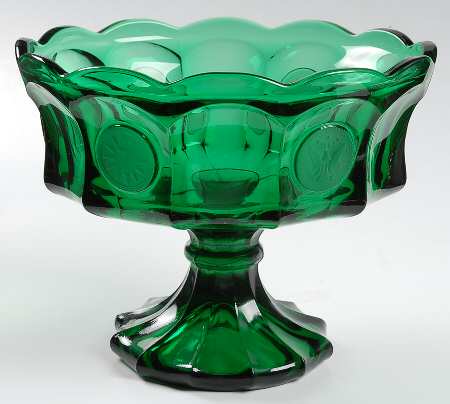 Coin Glass Emerald Green (Newer, Stem 1372) Compote