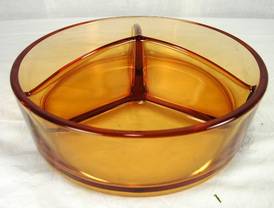 2331 Amber 3-Part Candy Dish, No Lid