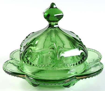 Priscilla Emerald Green Round Covered Butter
