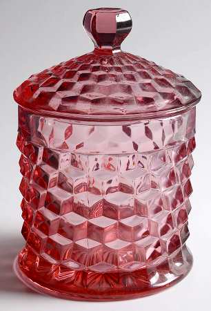 American Clear (Stem 2056) Cranberry Cookie Jar & Lid