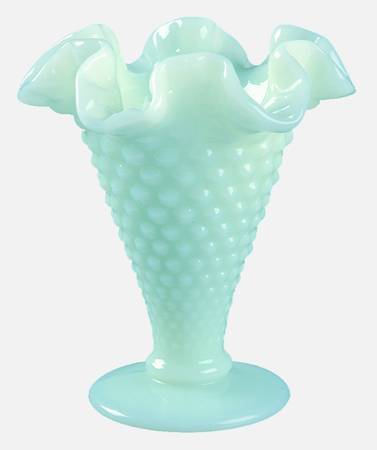 Hobnail Green (Pastel) 4" Double Crimped Footed Vase