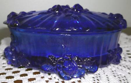 Rose Cobalt Trinket Box with Lid
