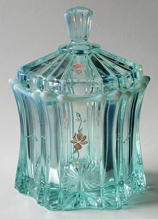Country Garden on Minted Cream Candy Jar & Lid