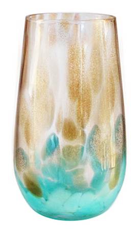 Simone Teal and Gold Highball Glass