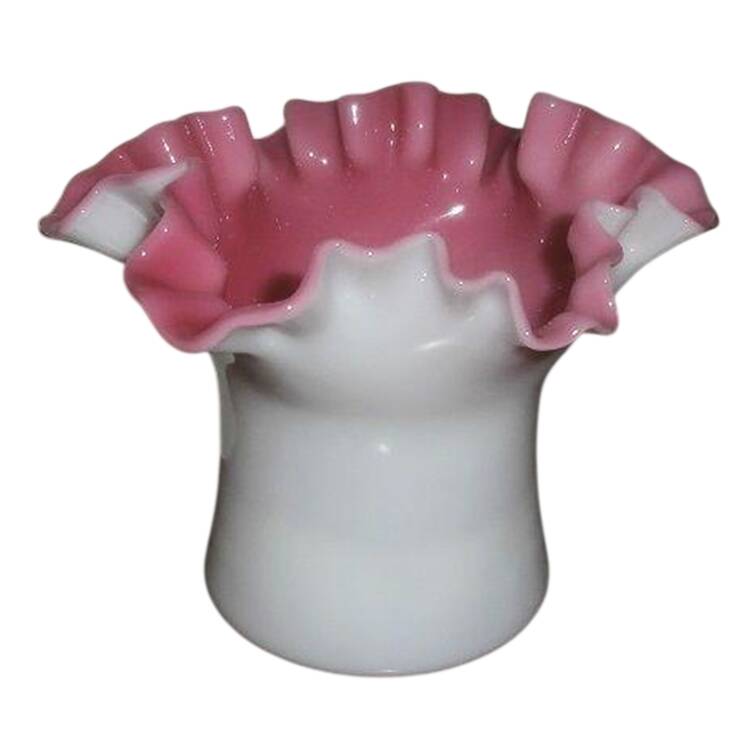 Peach Blow 4" Crimped Vase