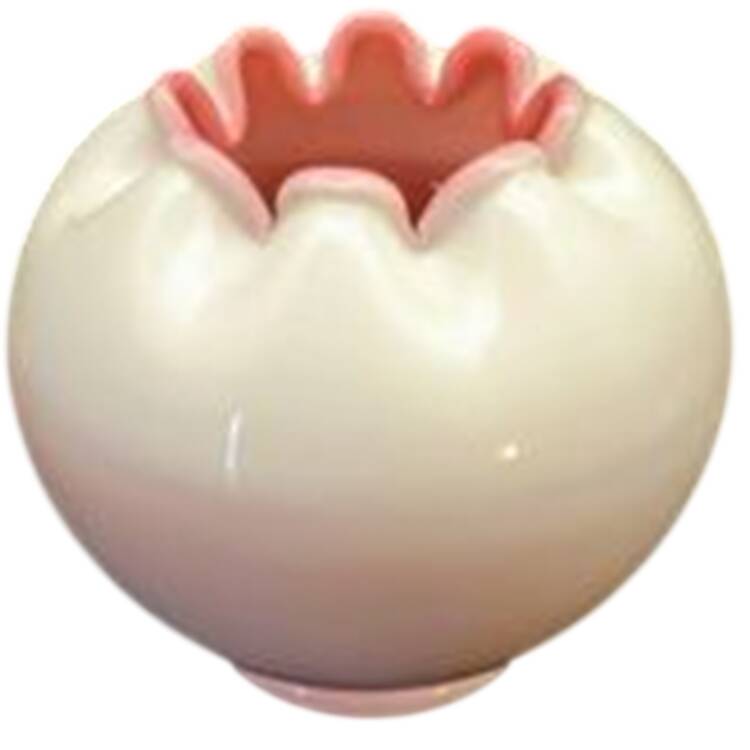 Peach Blow Crimped Rose Bowl