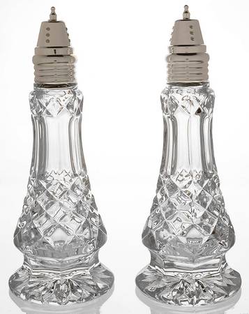 Ashford (Cut Base) Footed Shaker Set & Metal Lids by Galway