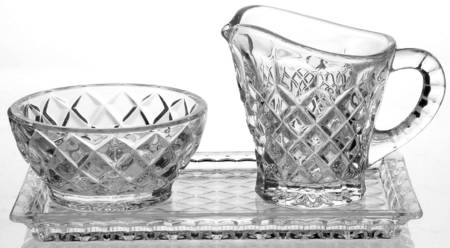 Ashford (Cut Base) Creamer, Sugar and Tray Set