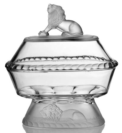 Lion Clear 6" Length Oval Covered Compote