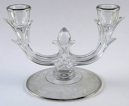 Brocade Silver (Stem L31) Double Light Candlestick by Glastonbury - Lotus