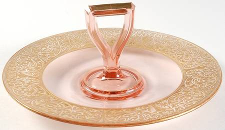 Decoration 889 Rose (Gold Encrusted) Center Handle Tray