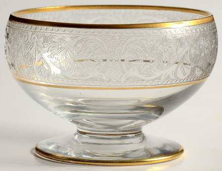 Gold Band (Decoration 889) Footed Fruit Salad/Finger Bowl by Glastonbury - Lotus