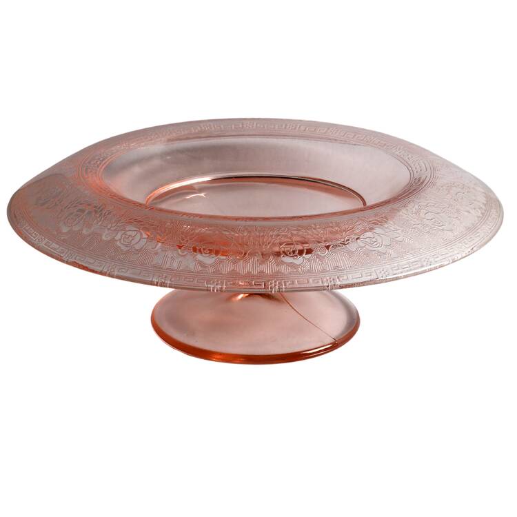 Grecian (Pink Stem) Round Compote (Height X Width)