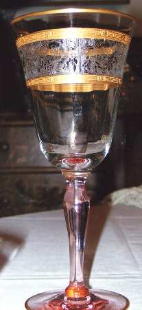 Grecian (Pink Stem) Water Goblet