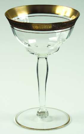 Minton 1125 (Gold, Optic) Champagne/Tall Sherbet by Glastonbury - Lotus