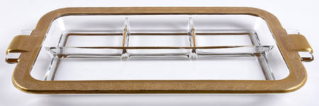 Rambler Rose 1125 Gold 14" Rectangular 4 Part Celery/Relish