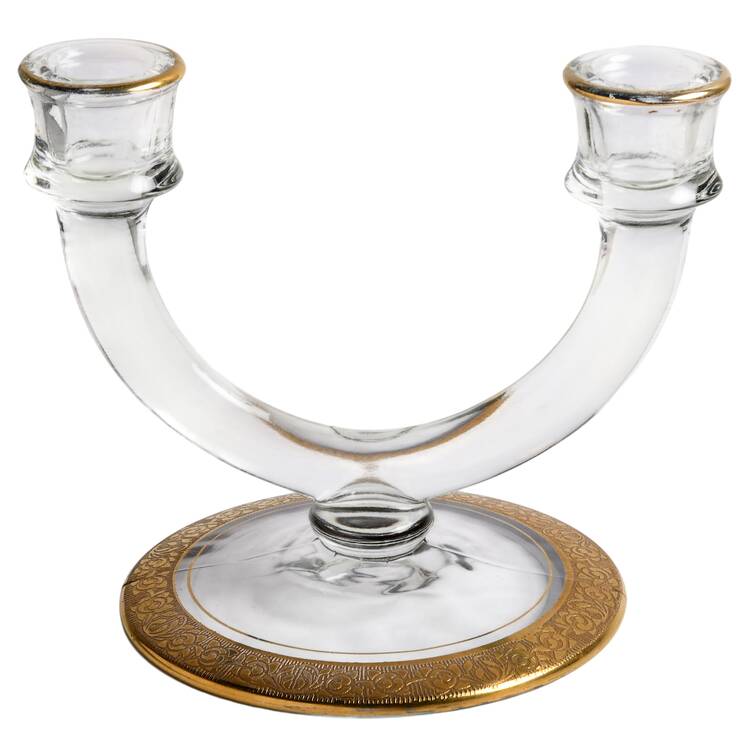 Rambler Rose 1125 Gold Double Light Candlestick