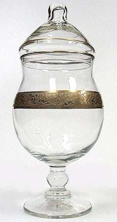 Rambler Rose 1125 Gold Footed Candy Dish & Lid
