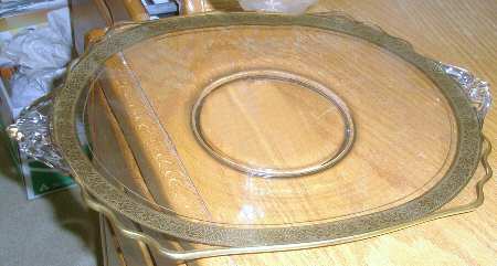Rambler Rose 1125 Gold Handled Cake Plate
