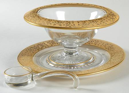 Rambler Rose 1125 Gold Mayonnaise Bowl, Underplate and Ladle