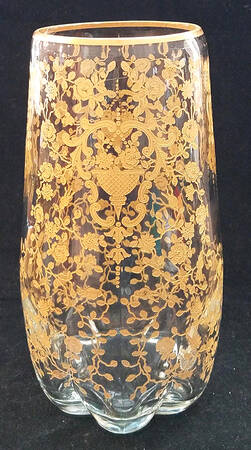 Rose Bud (Gold Encrusted, Stem 86) 8" Flower Vase