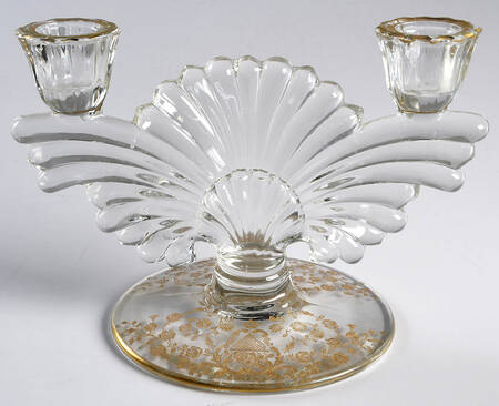 Rose Bud (Gold Encrusted, Stem 86) Double Light Candlestick