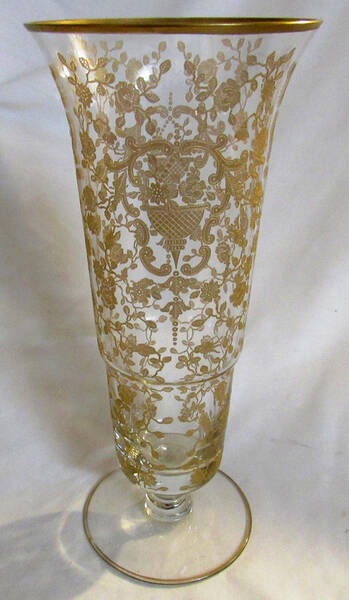 Rose Bud (Gold Encrusted, Stem 86) 9" Flower Vase