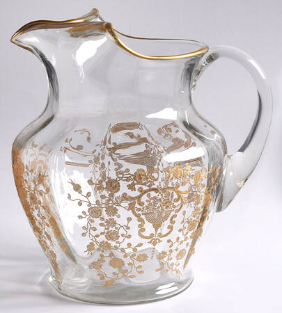 Rose Bud (Gold Encrusted, Stem 86) 86 Oz Pitcher by Glastonbury - Lotus
