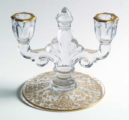 Rose Bud (Gold Encrusted, Stem 86) Double Light Candlestick