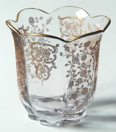 Rose Bud (Gold Encrusted, Stem 86) 5" Flower Vase