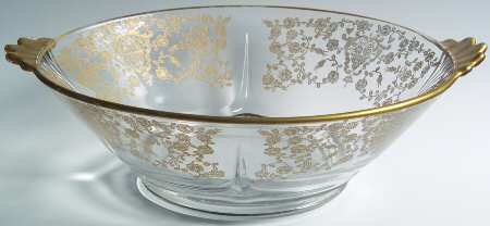 Rose Bud (Gold Encrusted, Stem 86) 11" Handled Bowl