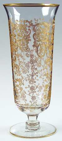 Rose Bud (Gold Encrusted, Stem 86) 10" Footed Flower Vase