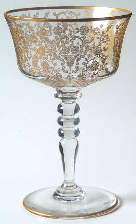 Rose Bud (Gold Encrusted, Stem 86) Champagne/Tall Sherbet
