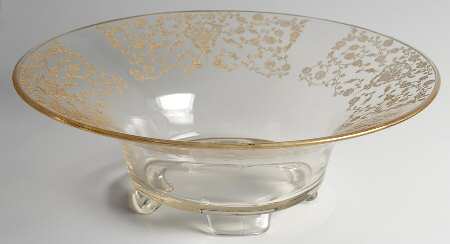Rose Bud (Gold Encrusted, Stem 86) 11" 4-Toed Footed Bowl