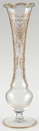 Rose Bud (Gold Encrusted, Stem 86) 9" Footed Bud Vase