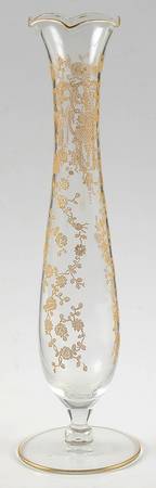 Rose Bud (Gold Encrusted, Stem 86) 9" Bud Vase
