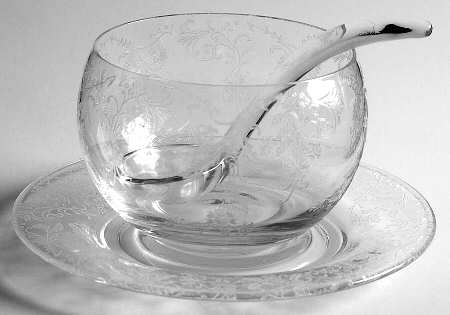 Vesta Clear (Stem 75) Mayonnaise Bowl, Underplate and Ladle