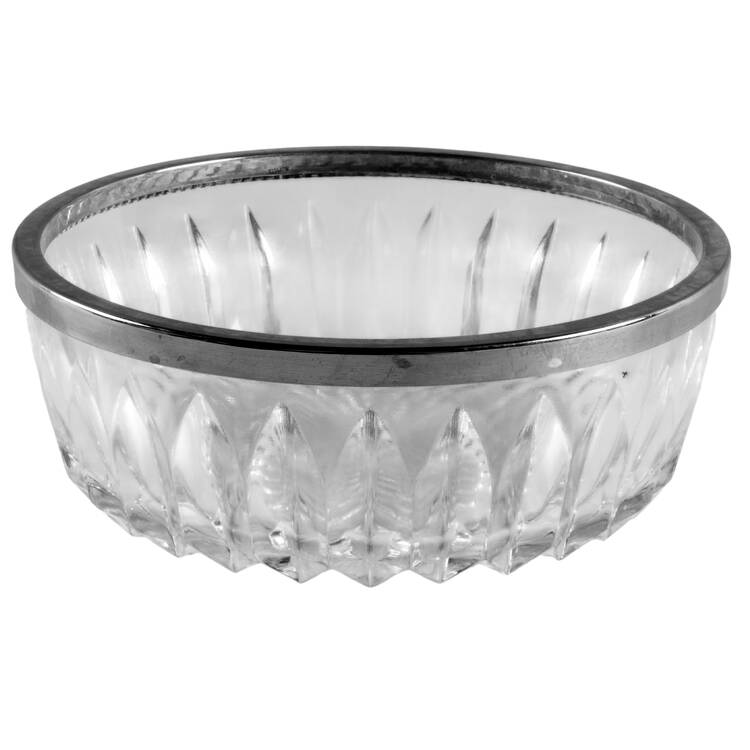 Althea (Cut) 8" Round Bowl with Silverplate Rim