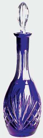 Cherrywood Clear Cobalt Blue Cordial Decanter & Stopper