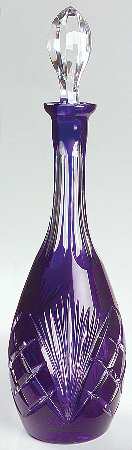 Cherrywood Clear Cobalt Blue Decanter & Stopper