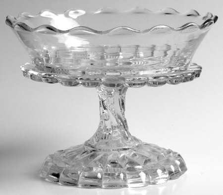 Cut Log Flared Scalloped Round Compote (Height X Width)