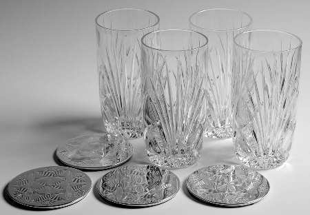 Rosewood (Newer) Highball w/Silverplate Coaster - Set of 4