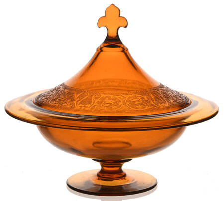 Decoration 889 Amber Footed Candy Dish & Lid