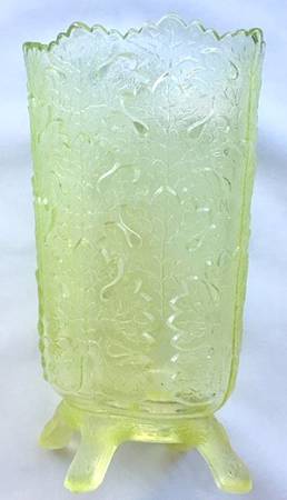 Maple Leaf (Vaseline) Celery Vase