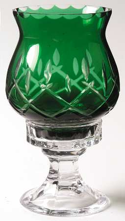 Lady Anne Emerald Green Hurricane Lamp & Globe by Gorham Crystal