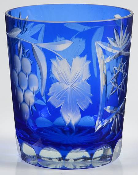 Grape Cut Cobalt Blue Double Old Fashioned
