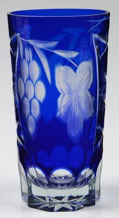 Grape Cut Cobalt Blue Highball