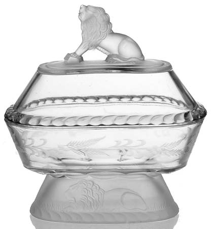 Lion Cut Fern 7" Length Oval Covered Compote